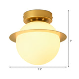 White Glass Globe Ceiling Light Fixture Nordic 1 Bulb Flush Mount Lighting in Gold Finish Clearhalo 'Ceiling Lights' 'Close To Ceiling Lights' 'Close to ceiling' 'Flush mount' Lighting' 330628