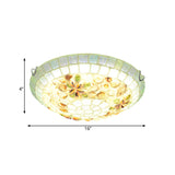 LED Bowl Shade Flush Mount Lamp Tiffany-Style Beige Shell Ceiling Light Fixture for Bedroom, 12"/16"/19.5" Wide Clearhalo 'Ceiling Lights' 'Close To Ceiling Lights' 'Close to ceiling' 'Flush mount' Lighting' 330700