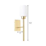 Opal Glass Tube Sconce Modernist 1 Bulb Wall Lighting Fixture in Brass with Metal Pencil Arm Clearhalo 'Cast Iron' 'Glass' 'Industrial' 'Modern wall lights' 'Modern' 'Tiffany' 'Traditional wall lights' 'Wall Lamps & Sconces' 'Wall Lights' Lighting' 330831