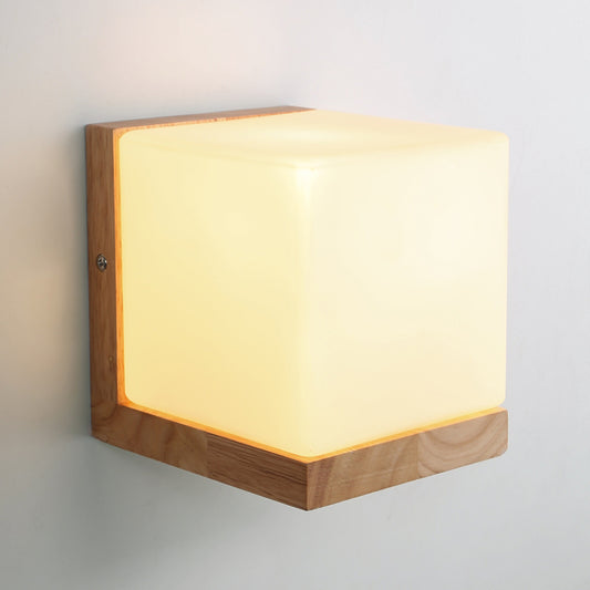 Contemporary Square Sconce Light White Glass 1 Bulb Living Room Wall Mounted Lighting Clearhalo 'Wall Lamps & Sconces' 'Wall Lights' Lighting' 331289