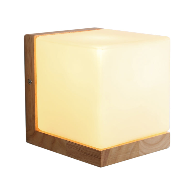 Contemporary Square Sconce Light White Glass 1 Bulb Living Room Wall Mounted Lighting Clearhalo 'Wall Lamps & Sconces' 'Wall Lights' Lighting' 331290