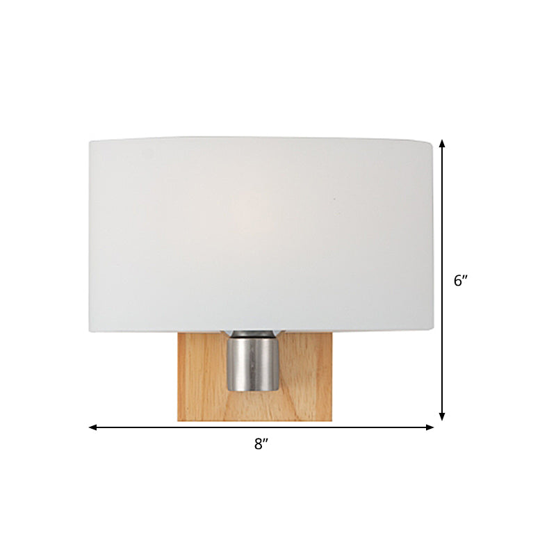 White Glass Oval Wall Lighting Modernist 1 Head Sconce Light Fixture with Rectangle Wood Backplate Clearhalo 'Wall Lamps & Sconces' 'Wall Lights' Lighting' 331342