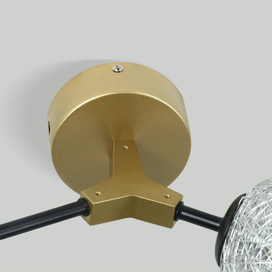 Handwoven Ball Semi Flush Light Fixture Modern 1 Head Ceiling Flush Mount in Gold Finish Clearhalo 'Ceiling Lights' 'Close To Ceiling Lights' 'Close to ceiling' 'Flush mount' Lighting' 331396