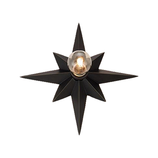 Black/Bronze Anise Star Flush Ceiling Light Contemporary Metal 1 Head Stairway Flush Mount Light Fixture Clearhalo 'Ceiling Lights' 'Close To Ceiling Lights' 'Close to ceiling' 'Flush mount' Lighting' 331572