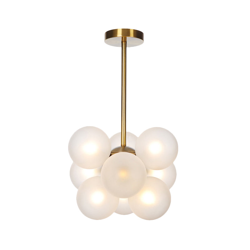 Ball LED Chandelier Pendant Lighting Modern Textured White/Amber Glass 9 Heads Dining Room Hanging Ceiling Lamp Clearhalo 'Ceiling Lights' 'Chandeliers' 'Glass shade' 'Glass' 'Modern Chandeliers' 'Modern' Lighting' 331712