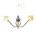 Diamond Amber Glass Hanging Chandelier Contemporary 3 Lights Chrome LED Ceiling Pendant Lamp Clearhalo 'Ceiling Lights' 'Chandeliers' 'Glass shade' 'Glass' 'Modern Chandeliers' 'Modern' Lighting' 331780