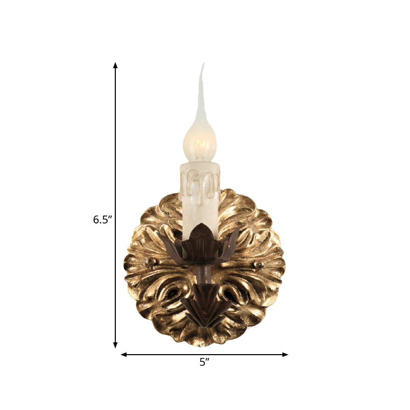 Rust Single Light Wall Lighting Traditional Metallic Candelabra Sconce Light Fixture Clearhalo 'Wall Lamps & Sconces' 'Wall Lights' Lighting' 332175