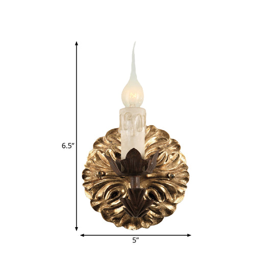 Rust Single Light Wall Lighting Traditional Metallic Candelabra Sconce Light Fixture Clearhalo 'Wall Lamps & Sconces' 'Wall Lights' Lighting' 332175