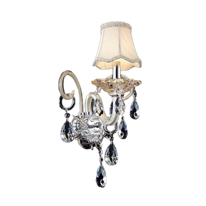 Bell Crystal Wall Lighting Fixture Retro 1/2 Lights Living Room LED Wall Sconce Light in Chrome Clearhalo 'Wall Lamps & Sconces' 'Wall Lights' Lighting' 332179