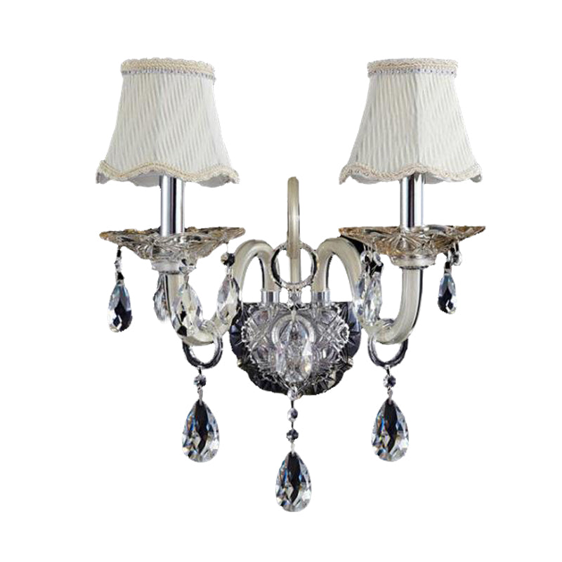 Bell Crystal Wall Lighting Fixture Retro 1/2 Lights Living Room LED Wall Sconce Light in Chrome Clearhalo 'Wall Lamps & Sconces' 'Wall Lights' Lighting' 332183