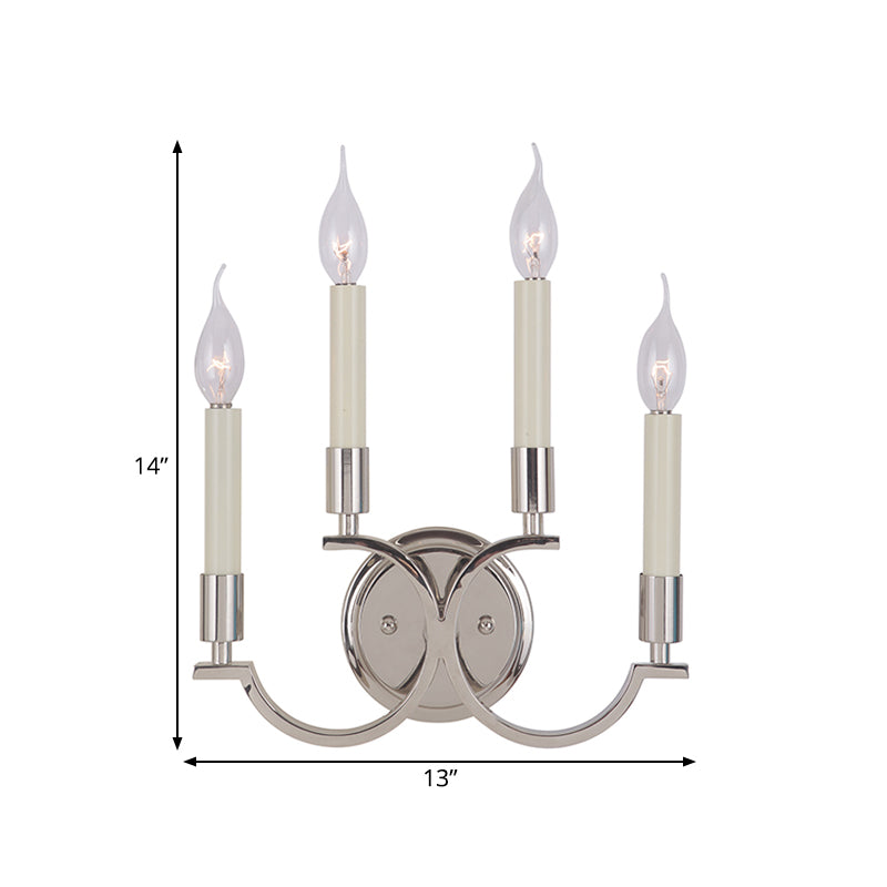 1/4 Lights Metallic Sconce Light Fixture Traditional Silver Candle-Style Bedroom Wall Lamp Clearhalo 'Wall Lamps & Sconces' 'Wall Lights' Lighting' 332219