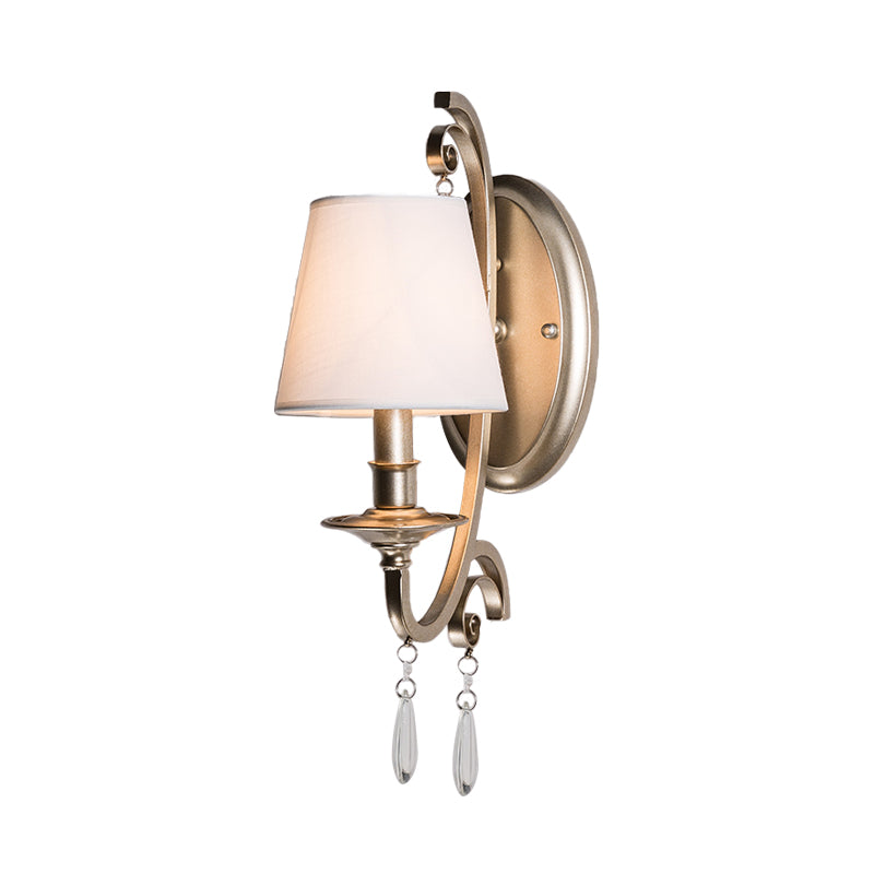 Brass Tapered/Candle Wall Lamp Rural Clear Crystal 1/2 Heads Bedroom Wall Mount Light with Shade/Shadeless Clearhalo 'Wall Lamps & Sconces' 'Wall Lights' Lighting' 332223