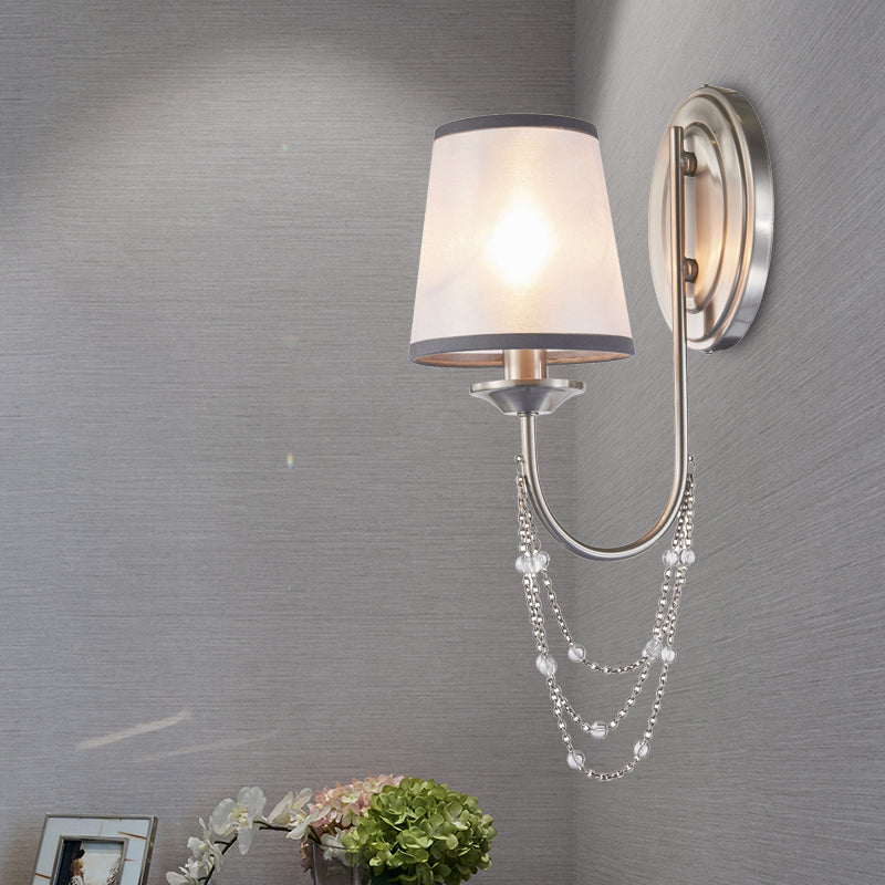 Crystal Chrome Wall Mount Light Conical 1/2 Bulbs Traditional Wall Sconce Lighting for Bedroom Clearhalo 'Wall Lamps & Sconces' 'Wall Lights' Lighting' 332269