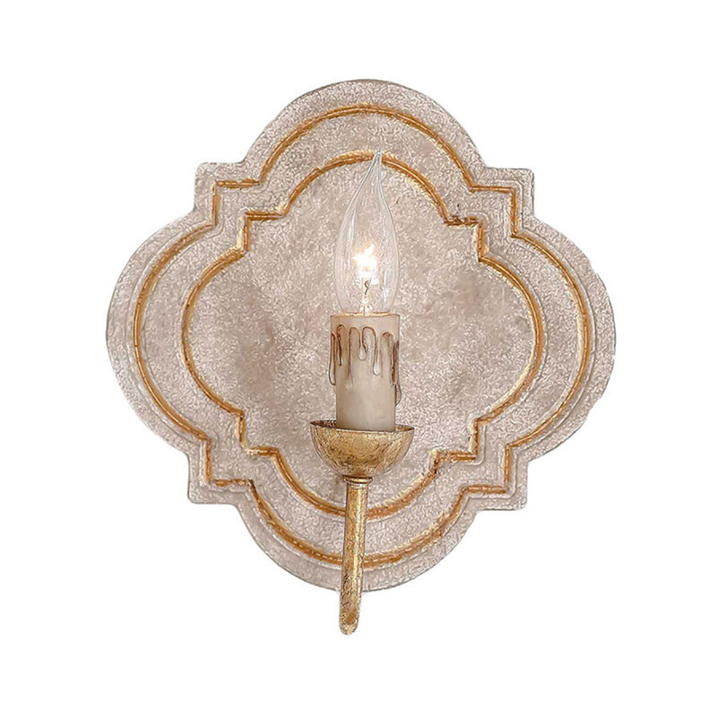 1/2 Lights Candelabra Sconce Light Classic Style White/Bronze/Distressed White Wood Wall Lamp for Living Room White Clearhalo 'Wall Lamps & Sconces' 'Wall Lights' Lighting' 332281