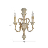 White 2 Lights Sconce Traditional-Style Wood Candelabra Wall Lighting Idea, 7"/13"/14" Wide Clearhalo 'Wall Lamps & Sconces' 'Wall Lights' Lighting' 332340