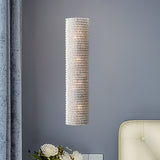 4 Lights Cylinder Wall Lighting Idea Rustic Stylish White Crystal Sconce for Living Room Clearhalo 'Wall Lamps & Sconces' 'Wall Lights' Lighting' 332415