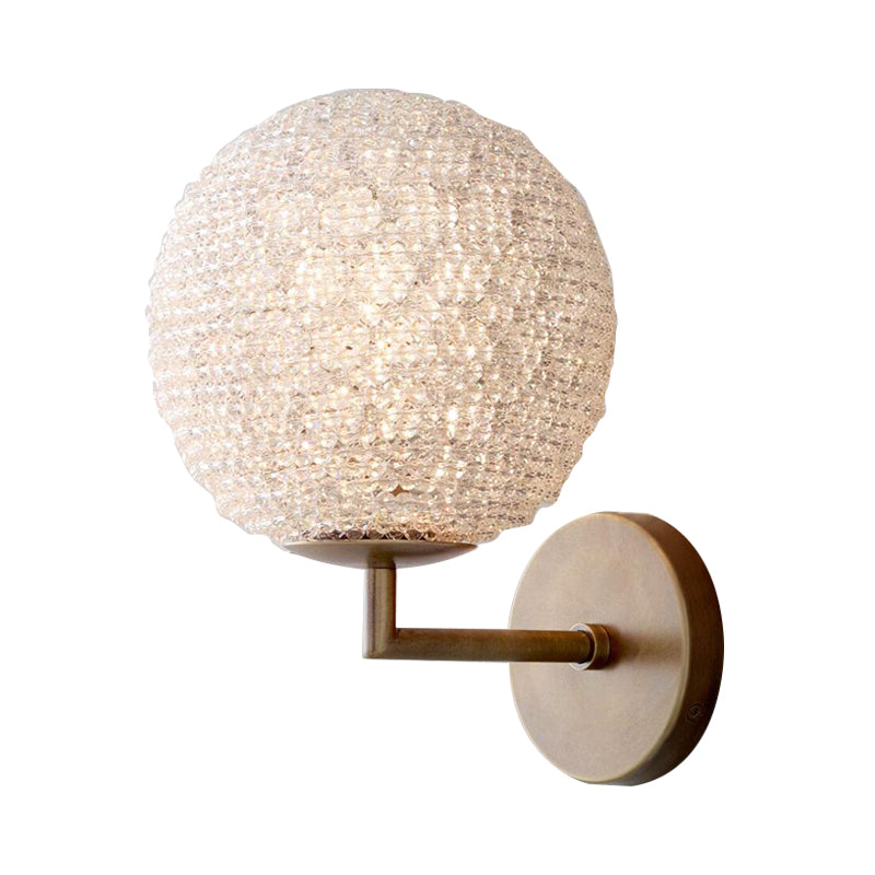 Countryside Globe Sconce Light Fixture 1 Light Crystal Wall Mounted Lamp in Silver/Gold for Bedroom Clearhalo 'Wall Lamps & Sconces' 'Wall Lights' Lighting' 332422