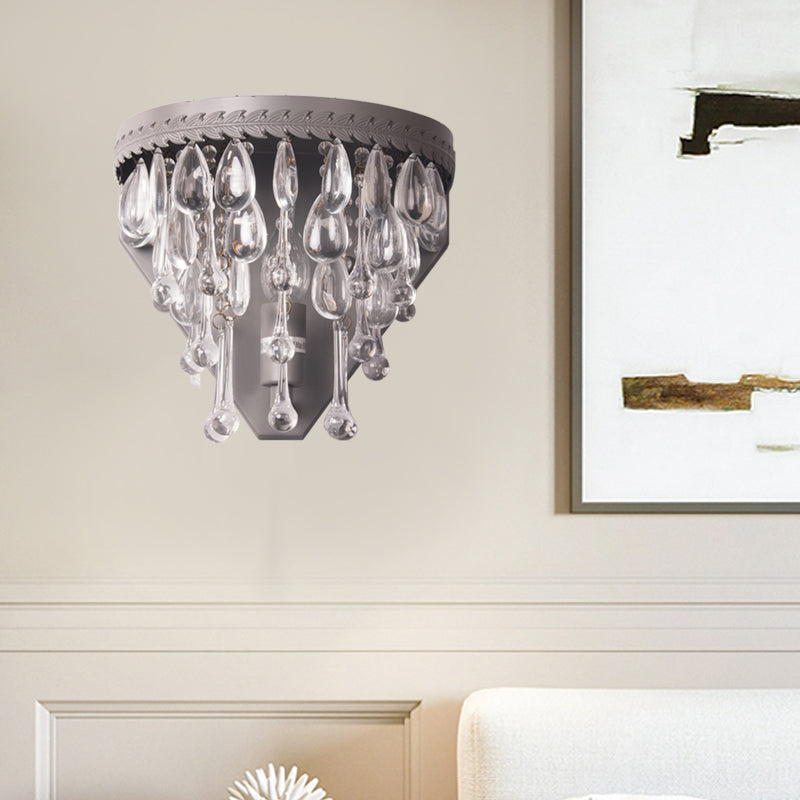 Crystal Grey/Bronze Sconce Light Tiered 1 Light Minimalism Wall Mount Lighting for Bedroom Grey Clearhalo 'Wall Lamps & Sconces' 'Wall Lights' Lighting' 332425