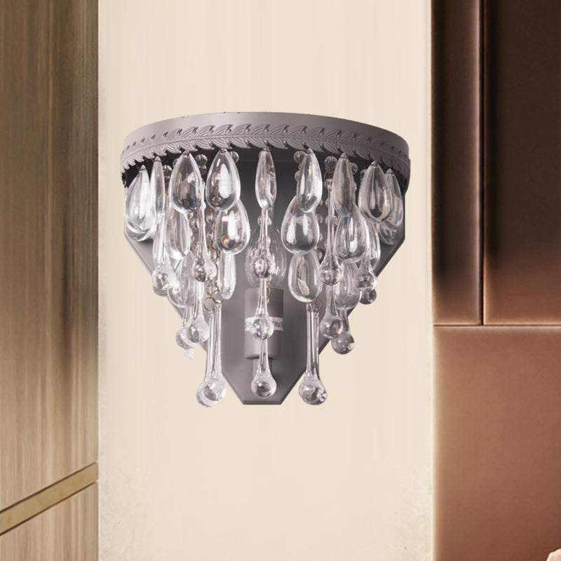 Crystal Grey/Bronze Sconce Light Tiered 1 Light Minimalism Wall Mount Lighting for Bedroom Clearhalo 'Wall Lamps & Sconces' 'Wall Lights' Lighting' 332426