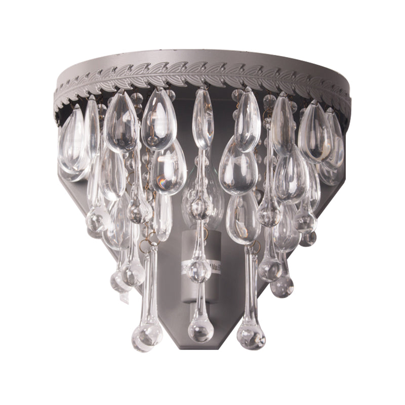 Crystal Grey/Bronze Sconce Light Tiered 1 Light Minimalism Wall Mount Lighting for Bedroom Clearhalo 'Wall Lamps & Sconces' 'Wall Lights' Lighting' 332428