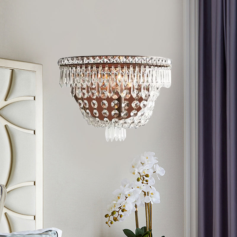 Crystal Beaded Sconce Traditional Style 1 Light Living Room Wall Lighting Idea in Brown Brown Clearhalo 'Wall Lamps & Sconces' 'Wall Lights' Lighting' 332431