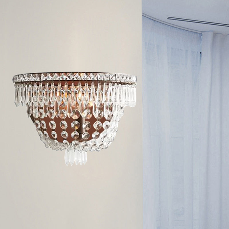 Crystal Beaded Sconce Traditional Style 1 Light Living Room Wall Lighting Idea in Brown Clearhalo 'Wall Lamps & Sconces' 'Wall Lights' Lighting' 332432