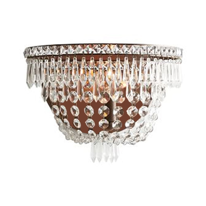 Crystal Beaded Sconce Traditional Style 1 Light Living Room Wall Lighting Idea in Brown Clearhalo 'Wall Lamps & Sconces' 'Wall Lights' Lighting' 332434