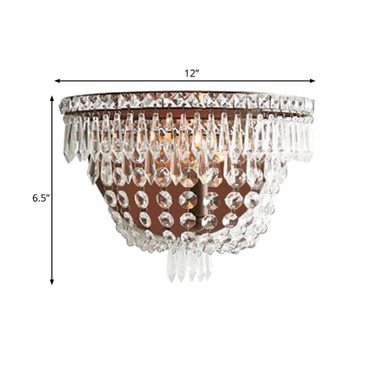 Crystal Beaded Sconce Traditional Style 1 Light Living Room Wall Lighting Idea in Brown Clearhalo 'Wall Lamps & Sconces' 'Wall Lights' Lighting' 332435