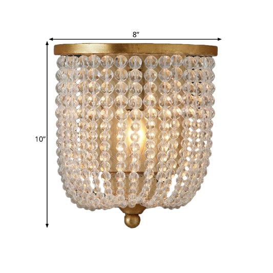 Basket Living Room Wall Mounted Lamp Traditional Style Crystal 1 Light Brass Sconce Light Clearhalo 'Wall Lamps & Sconces' 'Wall Lights' Lighting' 332496