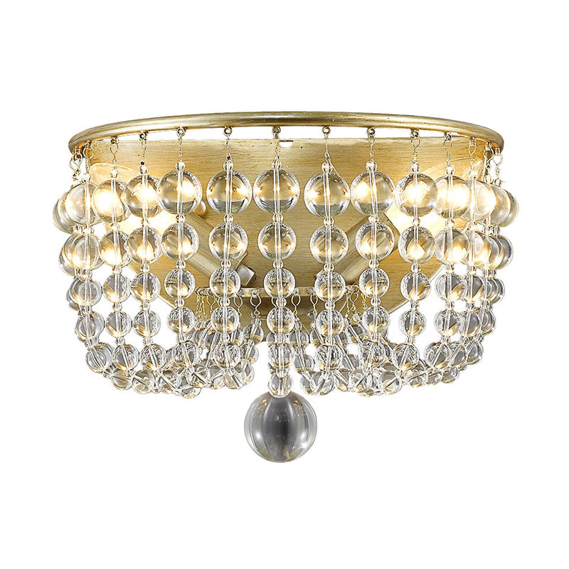 Beaded Clear Crystal Wall Mount Lamp Lodge Style 1 Light Living Room Sconce in Brass Clearhalo 'Wall Lamps & Sconces' 'Wall Lights' Lighting' 332500