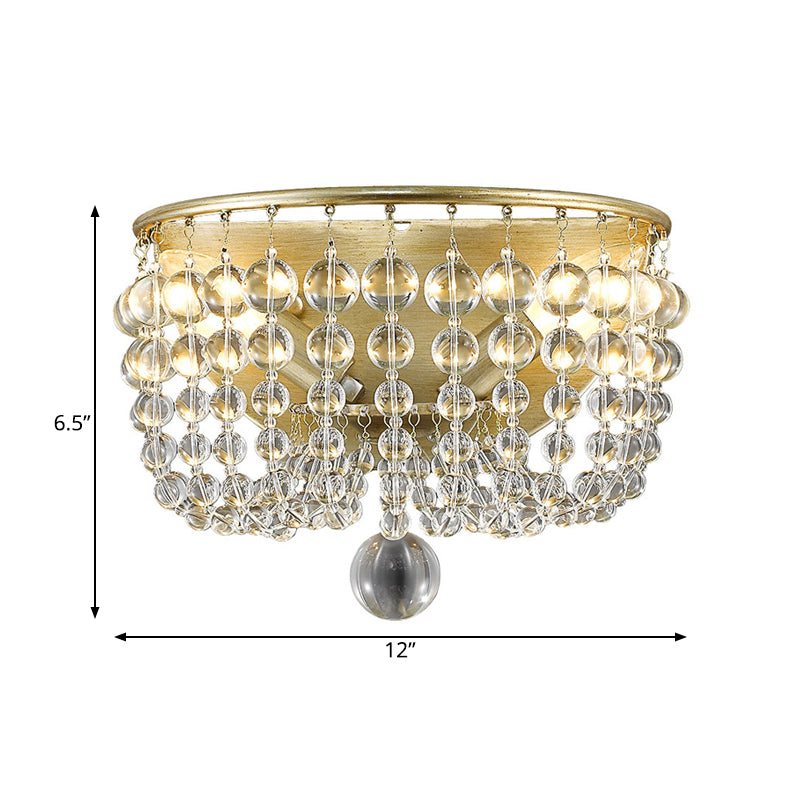 Beaded Clear Crystal Wall Mount Lamp Lodge Style 1 Light Living Room Sconce in Brass Clearhalo 'Wall Lamps & Sconces' 'Wall Lights' Lighting' 332501