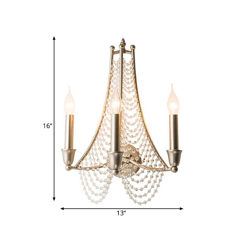 2/3 Lights Beaded Wall Mount Lamp Traditional Brass Metallic Sconce Light Fixture for Bedroom Clearhalo 'Wall Lamps & Sconces' 'Wall Lights' Lighting' 332537