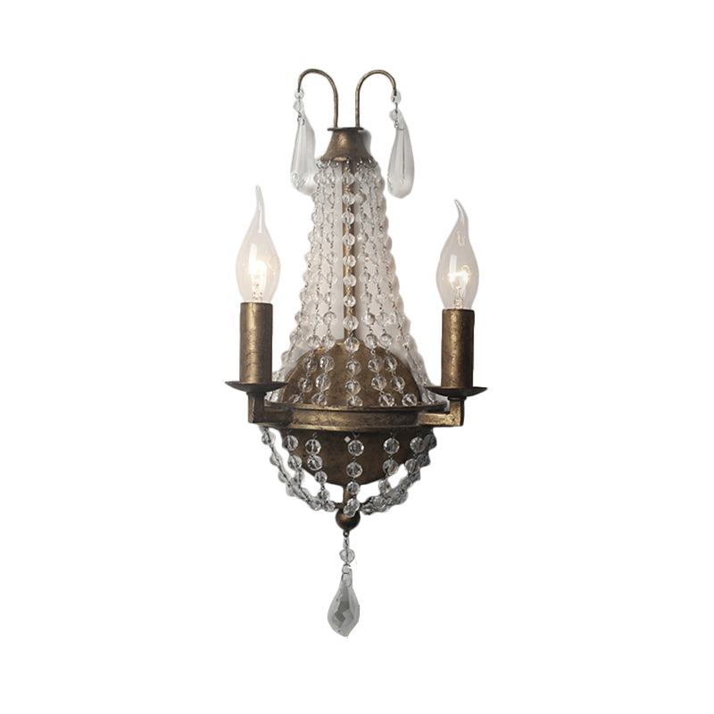 Rural Beaded Wall Mounted Lighting 2/3 Lights Metallic Sconce Light Fixture in Rust for Bedroom, 8"/10"/12" W Clearhalo 'Wall Lamps & Sconces' 'Wall Lights' Lighting' 332574