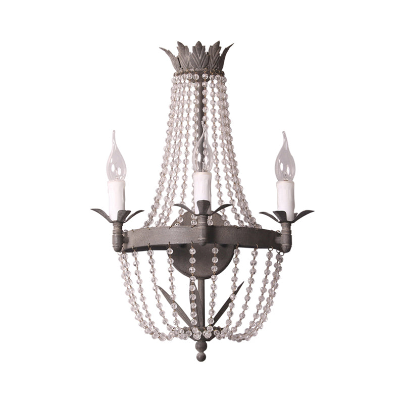 Rural Beaded Wall Mounted Lighting 2/3 Lights Metallic Sconce Light Fixture in Rust for Bedroom, 8"/10"/12" W Rust 10" Clearhalo 'Wall Lamps & Sconces' 'Wall Lights' Lighting' 332578