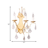 Gold Curvy Sconce Countryside Metallic 3 Lights Living Room Wall Mounted Lamp with Crystal Accent Clearhalo 'Wall Lamps & Sconces' 'Wall Lights' Lighting' 332622