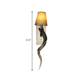 Cone Shade Bedroom Wall Lighting Fixture Resin 1 Light Country Style Wall Lamp with Horn Decoration in Bronze Clearhalo 'Wall Lamps & Sconces' 'Wall Lights' Lighting' 332656