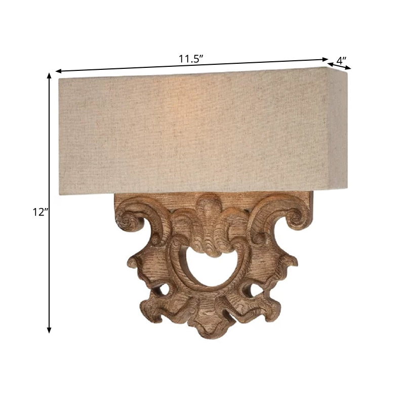 12"/23" Height Fabric White Wall Lamp Rectangle 1 Light Traditional Style Sconce Light Fixture Clearhalo 'Wall Lamps & Sconces' 'Wall Lights' Lighting' 332715