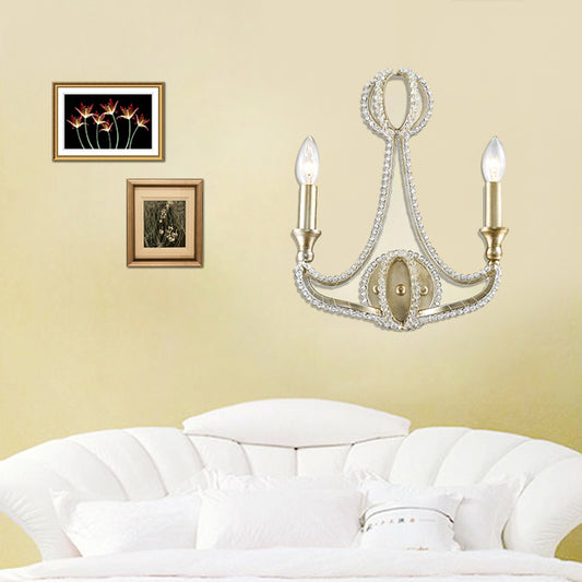 2 Lights Wall Lamp Traditional-Style Candelabra Metal Sconce Light in Gold for Living Room Clearhalo 'Wall Lamps & Sconces' 'Wall Lights' Lighting' 332731