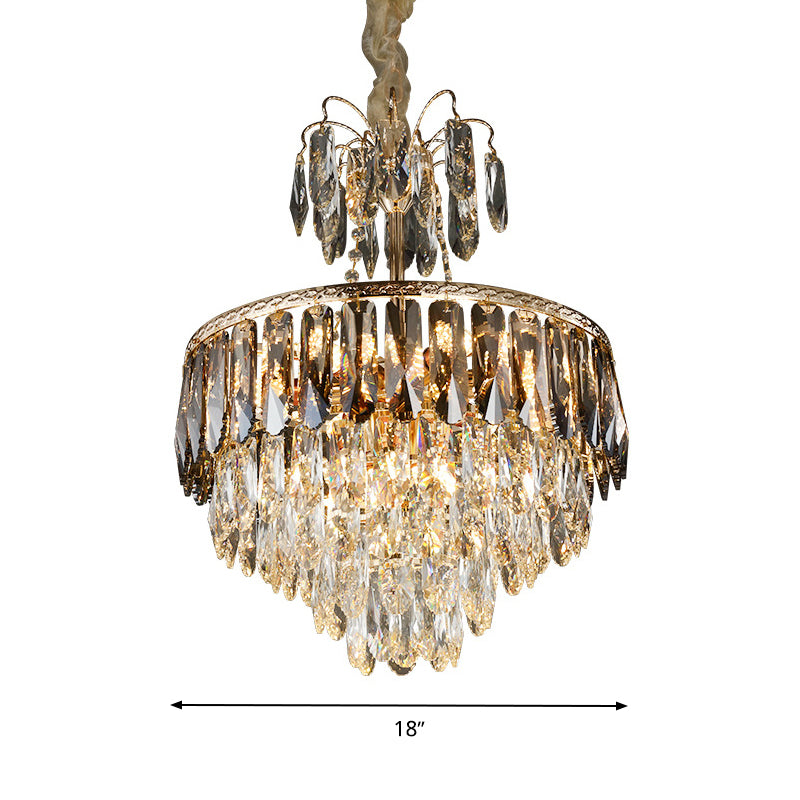 Crystal Tiered Chandelier Lighting Contemporary 8 Heads Gold Ceiling Pendant Light for Living Room Clearhalo 'Ceiling Lights' 'Chandeliers' 'Modern Chandeliers' 'Modern' Lighting' 332738