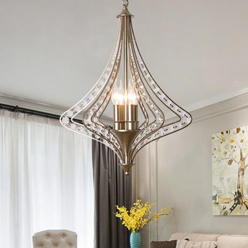 Laser Cut Ceiling Chandelier Contemporary Crystal 5 Heads Pendant Light Kit in Satin Nickel Clearhalo 'Ceiling Lights' 'Chandeliers' 'Modern Chandeliers' 'Modern' Lighting' 332776