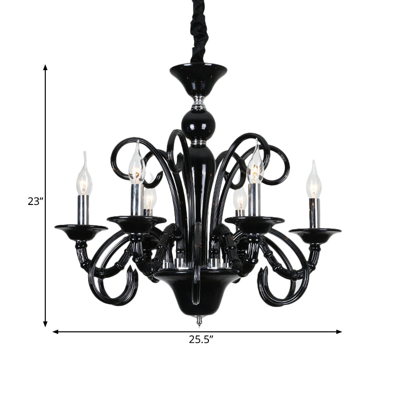Candle Metallic Hanging Chandelier Light Industrial Style 6/8 Bulbs Black Finish Suspension Light for Living Room Clearhalo 'Ceiling Lights' 'Chandeliers' Lighting' options 332802
