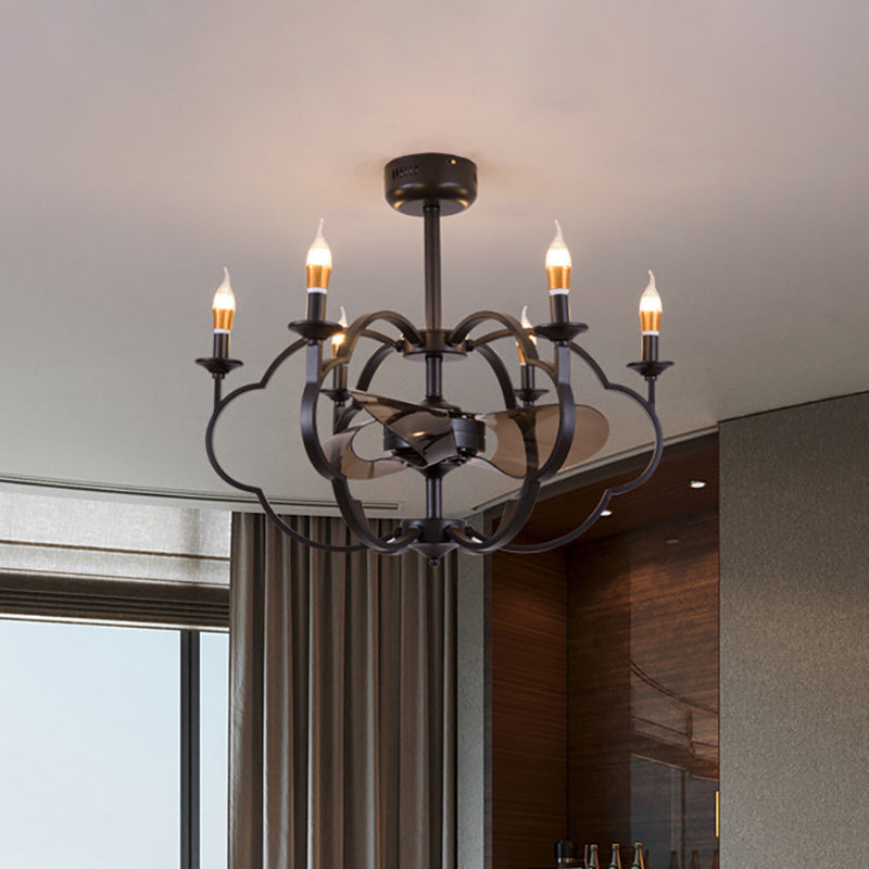 Exposed Bulb Suspension Light Traditional Style Metal 6 Lights Dining Room Chandelier Lighting in Black Black Clearhalo 'Ceiling Lights' 'Chandeliers' Lighting' options 332807_8c60cdfa-8aa6-4175-8b23-79dab3b460d9