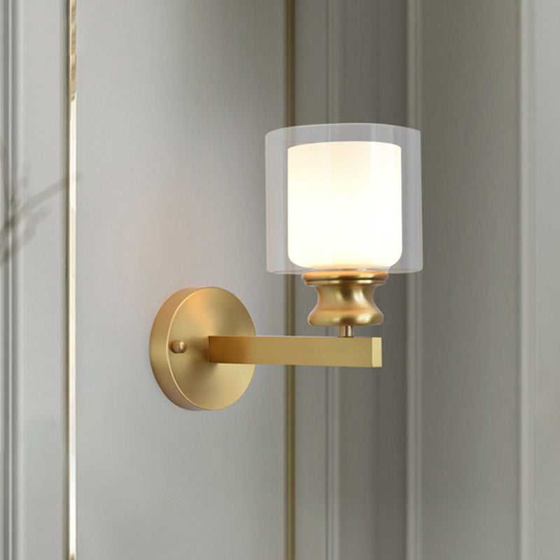 Armed Sconce Contemporary Metal 1 Bulb Brass Wall Mounted Light Fixture for Living Room Clearhalo 'Cast Iron' 'Glass' 'Industrial' 'Modern wall lights' 'Modern' 'Tiffany' 'Traditional wall lights' 'Wall Lamps & Sconces' 'Wall Lights' Lighting' 332814