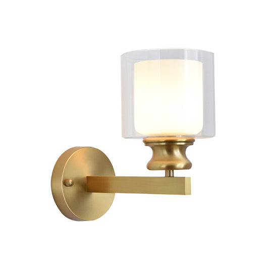 Armed Sconce Contemporary Metal 1 Bulb Brass Wall Mounted Light Fixture for Living Room Clearhalo 'Cast Iron' 'Glass' 'Industrial' 'Modern wall lights' 'Modern' 'Tiffany' 'Traditional wall lights' 'Wall Lamps & Sconces' 'Wall Lights' Lighting' 332816