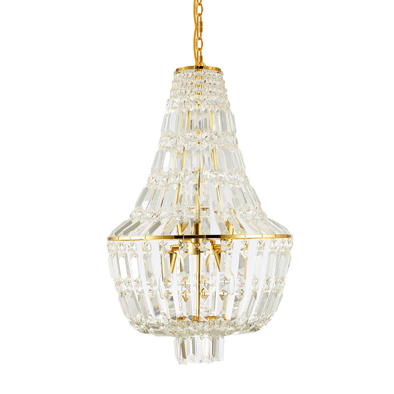 Jar Empire Chandelier Modernist Crystal 4 Heads Gold/Silver Ceiling Pendant Light for Bedroom Clearhalo 'Ceiling Lights' 'Chandeliers' 'Modern Chandeliers' 'Modern' Lighting' 332821