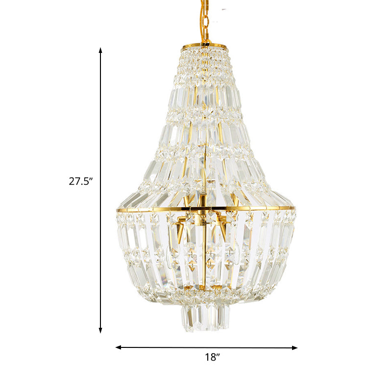 Jar Empire Chandelier Modernist Crystal 4 Heads Gold/Silver Ceiling Pendant Light for Bedroom Clearhalo 'Ceiling Lights' 'Chandeliers' 'Modern Chandeliers' 'Modern' Lighting' 332822