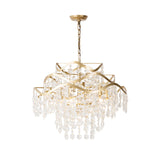 Waterfall Ceiling Chandelier Modernism Clear Crystal 4 Heads Brass Hanging Light Fixture Clearhalo 'Ceiling Lights' 'Chandeliers' 'Modern Chandeliers' 'Modern' Lighting' 332831