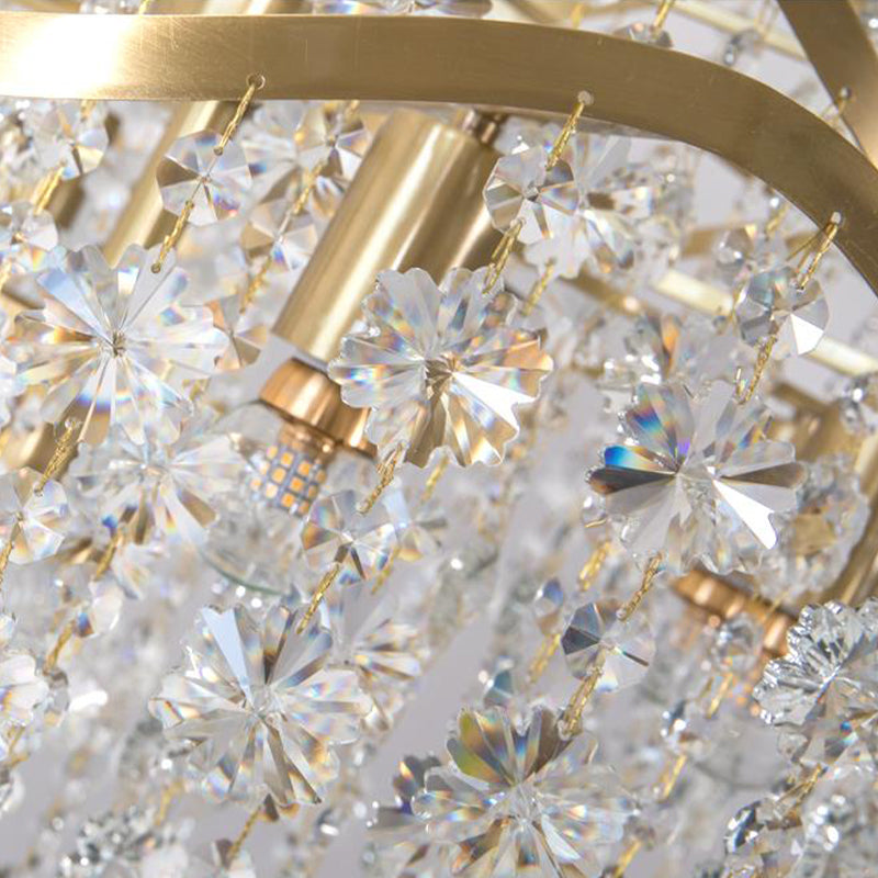 Waterfall Ceiling Chandelier Modernism Clear Crystal 4 Heads Brass Hanging Light Fixture Clearhalo 'Ceiling Lights' 'Chandeliers' 'Modern Chandeliers' 'Modern' Lighting' 332833