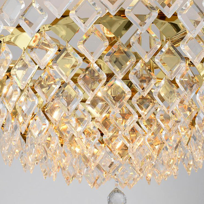 Crystal Rhombus Island Light Contemporary 10 Bulbs Suspended Lighting Fixture in Gold Clearhalo 'Ceiling Lights' 'Island Lights' Lighting' 332845