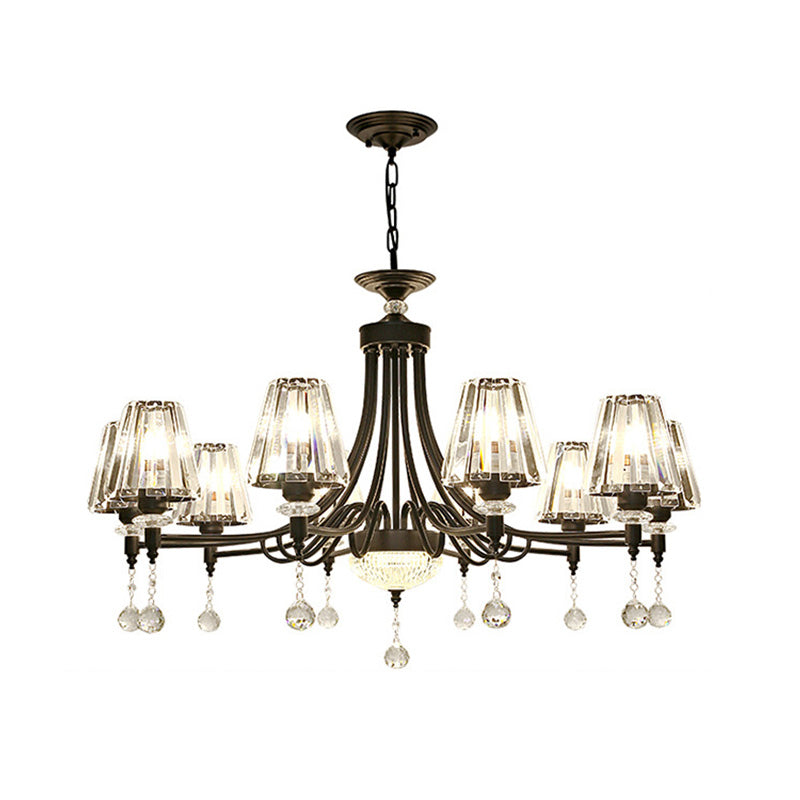 Tapered Ceiling Chandelier Modern Cut Crystal 3/6/8 Heads 23.5"/29.5"34.5" Wide Black Pendant Light Kit Clearhalo 'Ceiling Lights' 'Chandeliers' 'Modern Chandeliers' 'Modern' Lighting' 332872